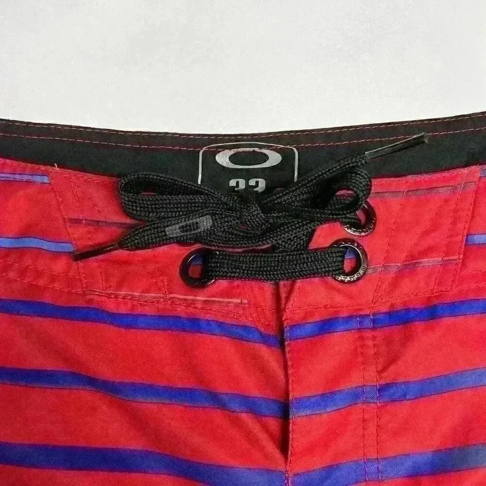 Oakley Board Shorts Men Size 32‎ Rainbow Stripe Performance Swim Trunks EUC